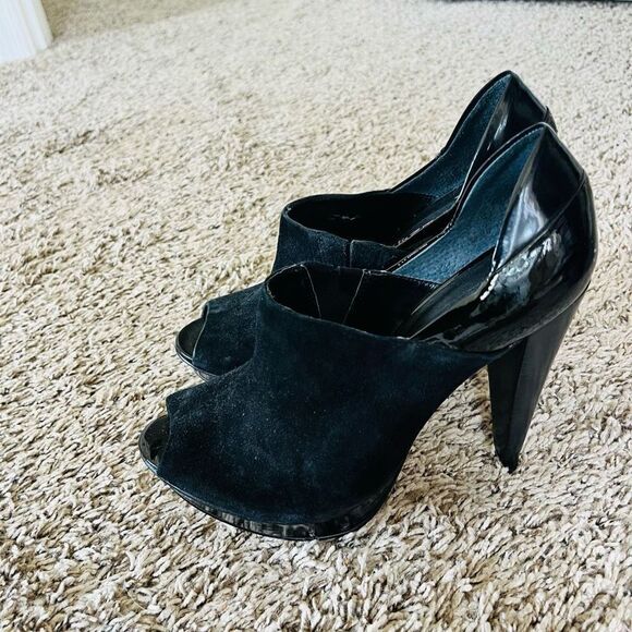 STEVEN by Steve Madden Sweatime black patent leather and black suede d’Orsay hee - Picture 7 of 7